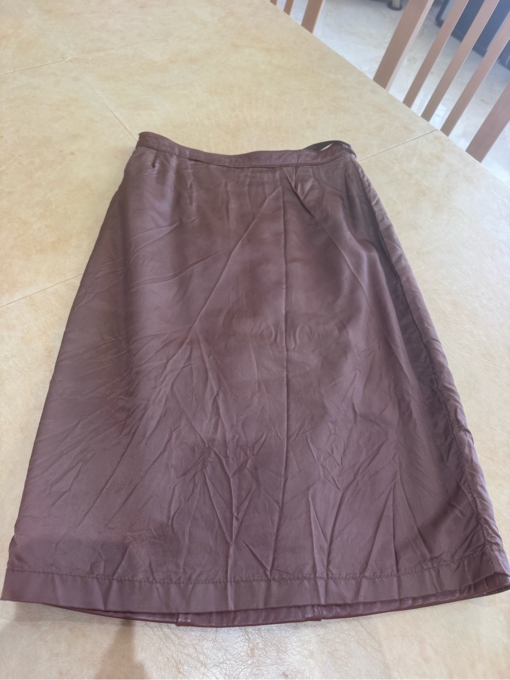 PRICE DROP: LOWELL & WHITNEY, 6, lined, COGNAC/BROWN LAMBSKIN LEATHER SKIRT - Picture 5 of 7